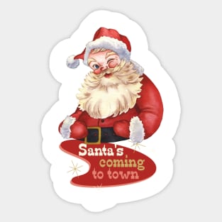 Retro Vintage Santa Claus Christmas Sticker